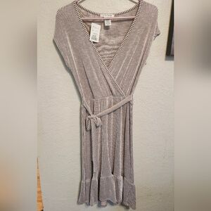 CAUTION TO THE WIND Striped V-Neck Wrap Dress NWT